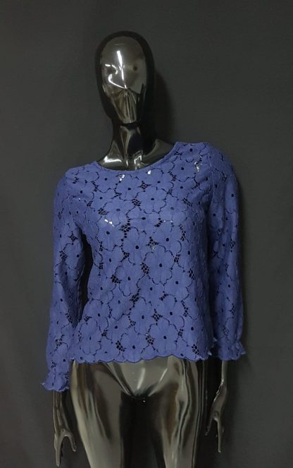 Blusa azul con texturas de flores-EcoShopping-Ropa Usada-HYKVZ07