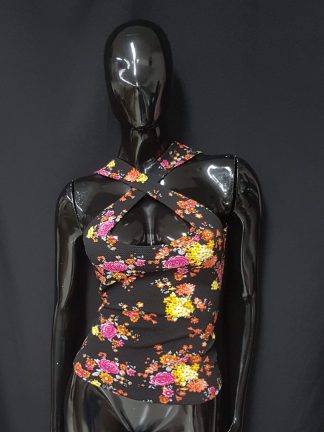 Blusa negra de flores brillantes-Ecoshopping-Ropa usada Medellin-HIKVSN10