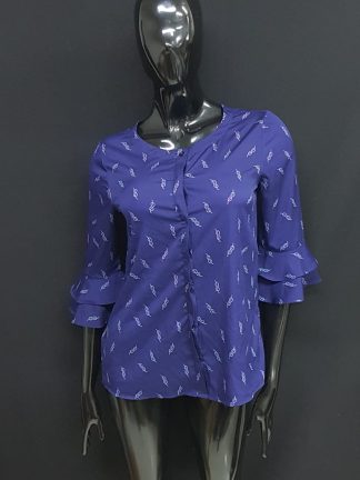 Blusa azul para dama, estilo camisa, marca MILANO-ecoshopping